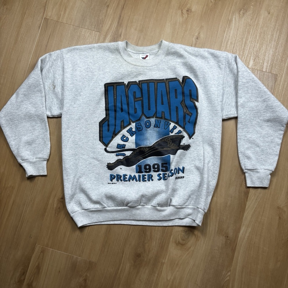 VTG NFL JACKSONVILLE JAGUARS 1995 PREMIER SEASON SWEATSHIRT BANNED LOGO Sz XL